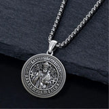 St. Benedict S925K Silver Double-Sided Engraved Amulet Pendant