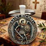 Saint Michael Defender Glass Keychain: Carry His Protection in Your Pocket
