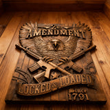 Handcrafted Solid Wood Wall Art - Commemorating the Second Amendment