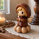 Silent Guardian Wooden Angel-A Small Prayer Companion for Her Bedside, Desk, or Prayer Corner