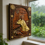 Jesus in Gethsemane Hand-Carved Wood Wall Art: The Weight of His Humble Sorrow