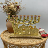 Golden Jerusalem 9-Branch Menorah: Light That Ties to the Holy City