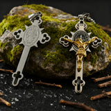St. Benedict Exorcism Cross Necklace - Bless you and your family