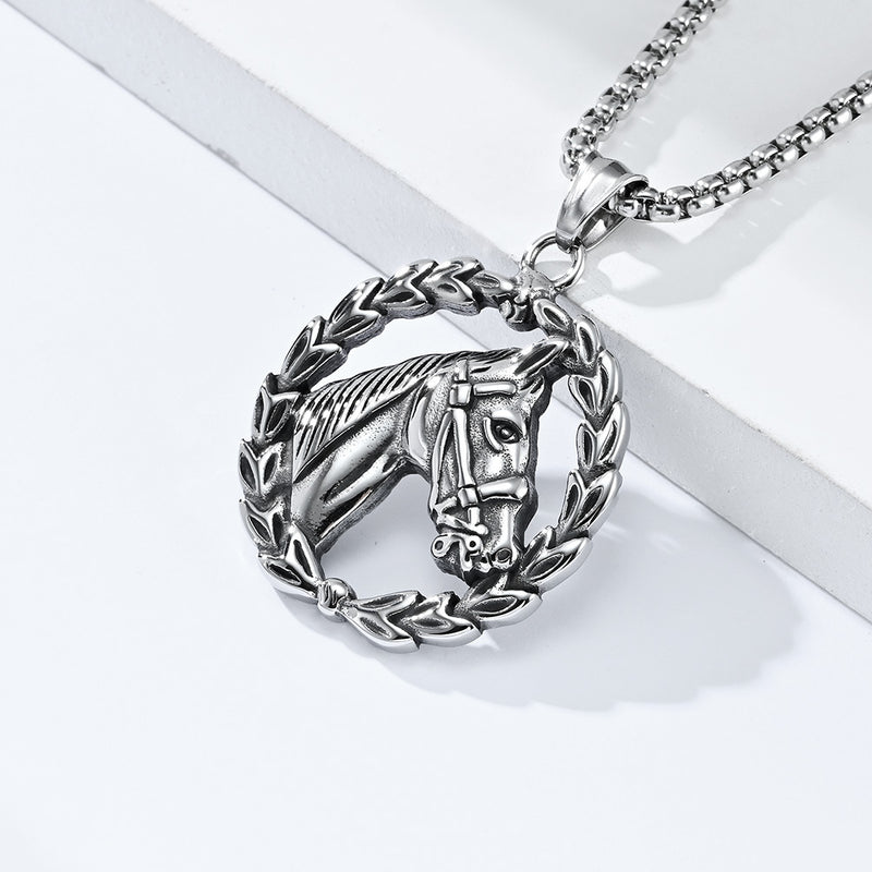 Lucky Horseshoe Head Stainless Steel Necklace