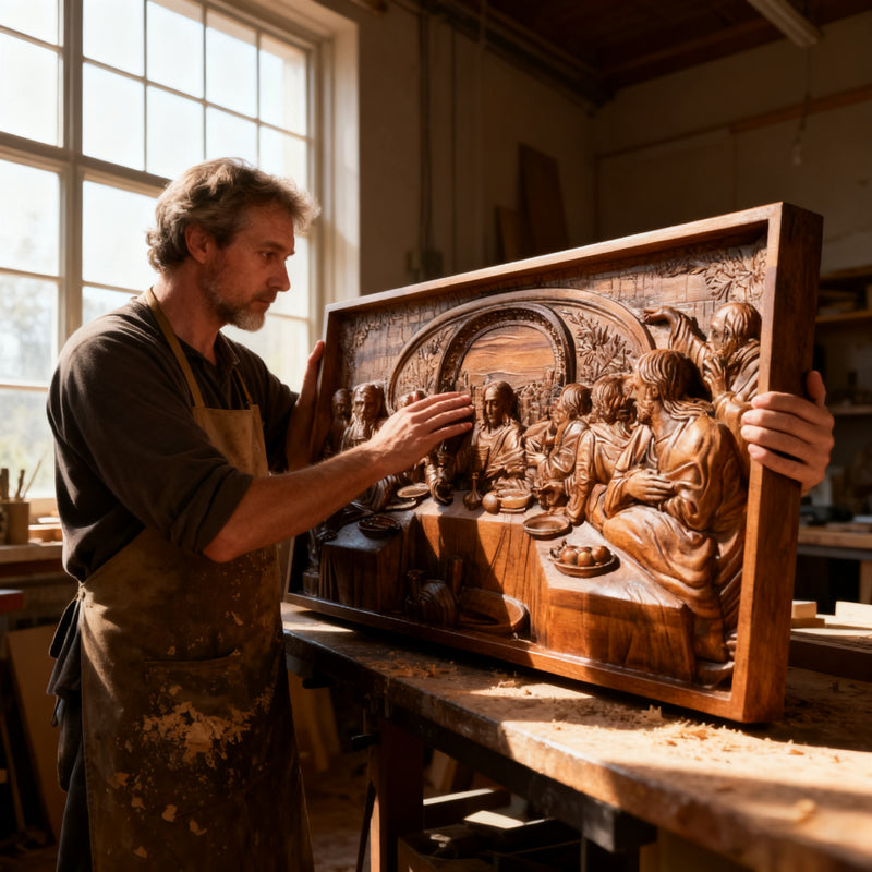 Last Supper Religious Carving Icons Personalized Gifts Wood Carving Religious Wood Wall Art