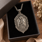 S925 Sterling Silver Our Lady of Guadalupe Prayer Pendant Necklace – Catholic Virgin Mary Medal