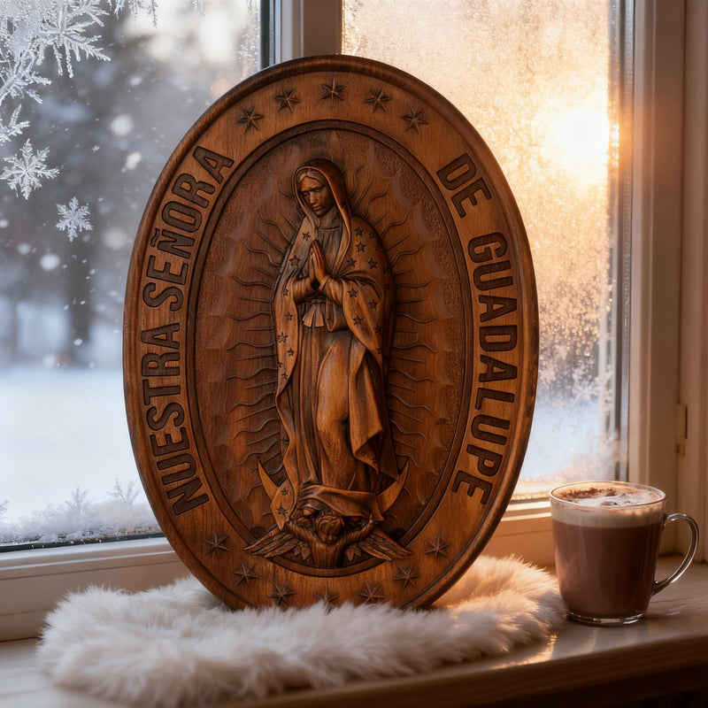 Vintage Colorful Our Lady of Guadalupe Wood Carving 🎨🪵 - Patron Saint of the Americas & Unborn Children 🙏🛡️