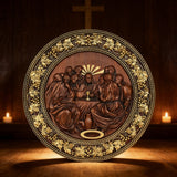 The Last Supper Round Wooden Sculpture