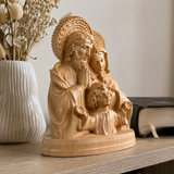 Hand-carved beechwood statue of the Holy Family – Jesus, Mary and Joseph