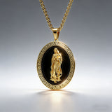 Vintage Our Lady of Guadalupe Stainless Steel Necklace | Catholic Religious Jewelry