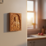 Sacred Heart of Jesus Hand-Carved Wood Magnet - 4 Premium Wood Tones for Home, Car & Office