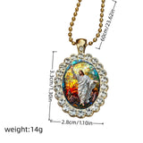 Mosaic Jesus Resin & Gold-Plated Necklace | Stained Glass Style Spiritual Jewelry