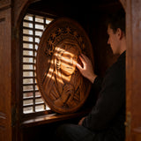 Our Lady in Tears and Prayer with a Nine-Star Halo — Hand-Carved Beechwood Statue
