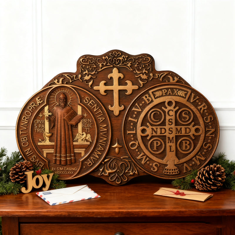 St. Benedict's Exorcism Medal Christian Exorcism Plaque - Wall Decor