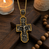 Orthodox S925K Silver Double-Sided Engraved Jesus Christ Crucified and Saints Orthodox Necklace
