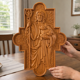 God's Shepherd religious gift Wooden carved chrirstian wall art