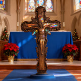 Hand-Carved White Ash Wood Cross - Sacred Christian Home Altar Decor for Christmas & Spiritual Gifting