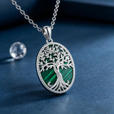 Tree of Life Malachite Zinc Alloy Necklace – Growth, Strength & Timeless Nature