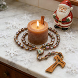 Wooden Medal Rosary with Cross