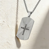 Sparkling Cross Pendant Necklace | Diamond-Set Stainless Steel Jewelry