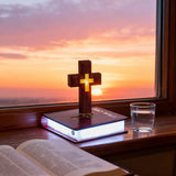 Floating Cross Bible LED Lamp: Suspended Faith, Illuminated Grace