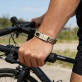 Titanium Steel Braided Two-Tone Cross Bangle