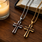 Christian Cross Necklace – Solid Rosewood & Titanium Steel Faith Pendant