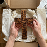 Handcrafted Beechwood Plaited Wall Cross – Natural Wood Finish