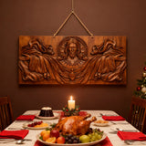Trinity of Grace” Hand-Carved Jesus & Holy Spirit Wood Wall Art – 22.75