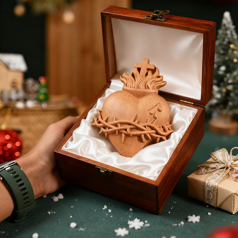 Holy Family Three Sacred Hearts Wooden Wall Decoration