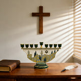 Hand-Painted Jerusalem Holy City Menorah: Light Up the Spirit of the Sacred City