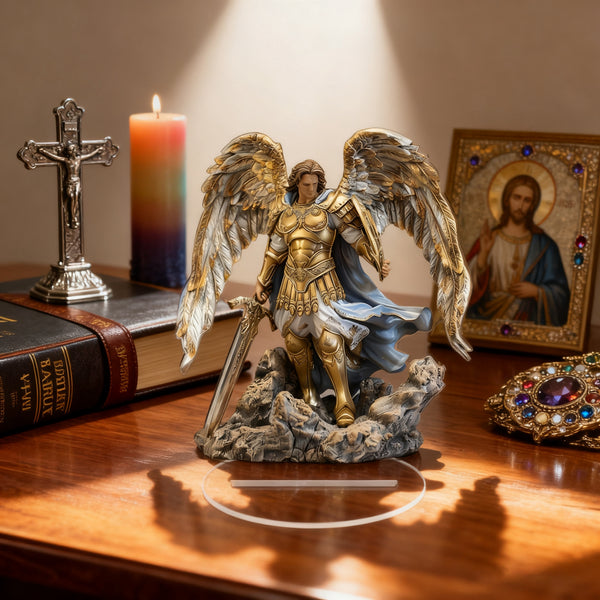 Archangel Michael Acrylic Statue: Divine Protection for Your Home & Faith Space 🛡️