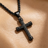 Men’s Twisted Rope Cross Necklace – Faith, Strength & Modern Devotion