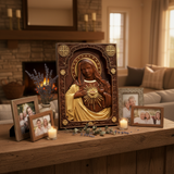 Immaculate Heart of Mary Hand-Carved Beech Wood Sculpture | Sacred Home Altar Ornament