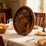 "Jesus with the Crown of Thorns" Beechwood Carved Icon | A Concrete Testimony of Redemption