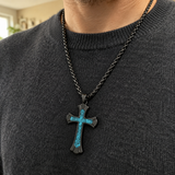 Black Turquoise-Style "Faith" Cross Necklace