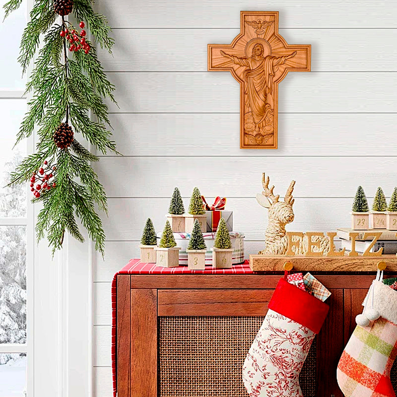 BGCOPPER Himmelfahrt Jesu Holzschnitzerei Kreuz-Die besten Geschenke für Ostern