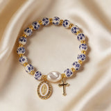 8mm Blue Floral Bead Our Lady Bracelet: Wearable Grace on Your Wrist