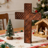 American Flag Cross - Carved in Natural Wood