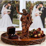 “He Is Risen” — Hand-Carved Boxwood Jesus Resurrection Statue | Symbol of Hope, Faith & New Life