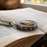 Two‑Tone Titanium Steel Jesus Portrait Oval Medal Necklace
