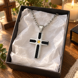 Braided Inlay Cross Necklace – Modern Christian Pendant for Men