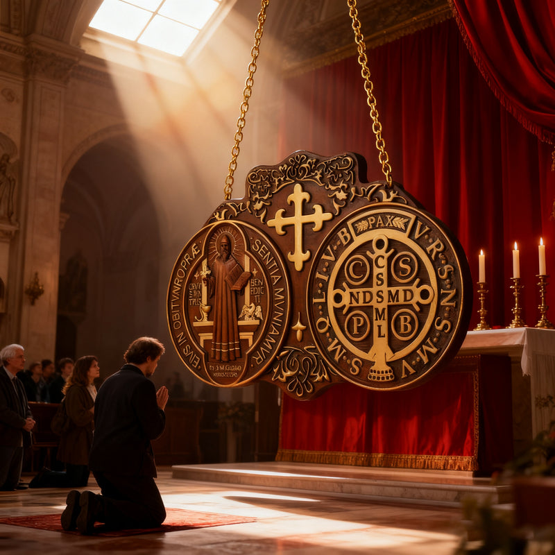 St. Benedict's Exorcism Medal Christian Exorcism Plaque - Wall Decor