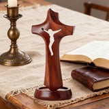 Handcrafted Wooden Jesus Cross with Magnetic Base - A Timeless Symbol of Faith for Home & Altar