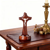 Handcrafted Wooden Jesus Cross with Magnetic Base - A Timeless Symbol of Faith for Home & Altar