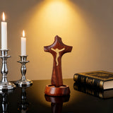 Handcrafted Wooden Jesus Cross with Magnetic Base - A Timeless Symbol of Faith for Home & Altar