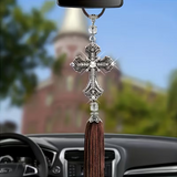 Vintage Crystal Cross Car Hanger – A Divine Guardian for Every Journey