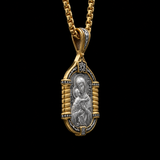 Handmade S925K Silver Madonna Holding Child Necklace