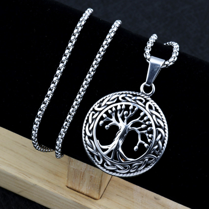 Baum des Lebens Halskette Anhänger Edelstahl Schutz Lucky Talisman Keltischer Schmuck für Männer Frauen