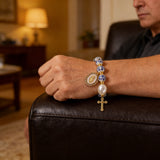 8mm Blue Floral Bead Our Lady Bracelet: Wearable Grace on Your Wrist